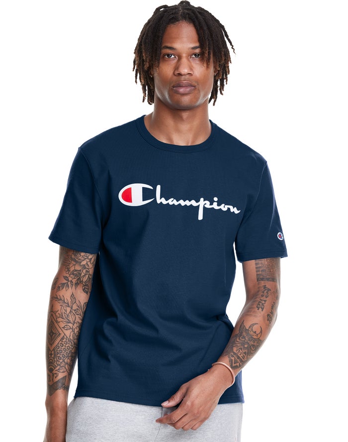 Champion Mens T-Shirt NZ - Heritage Vintage Logo Blue ( 0817-MSTKQ )